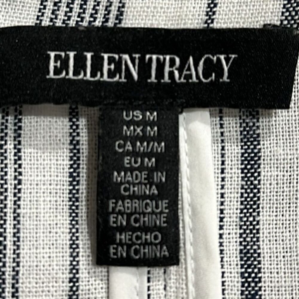 Ellen Tracy Women's Striped Linen Blend Blazer Multicolor 3/4 Sleeve Size M- EUC - Picture 4 of 5